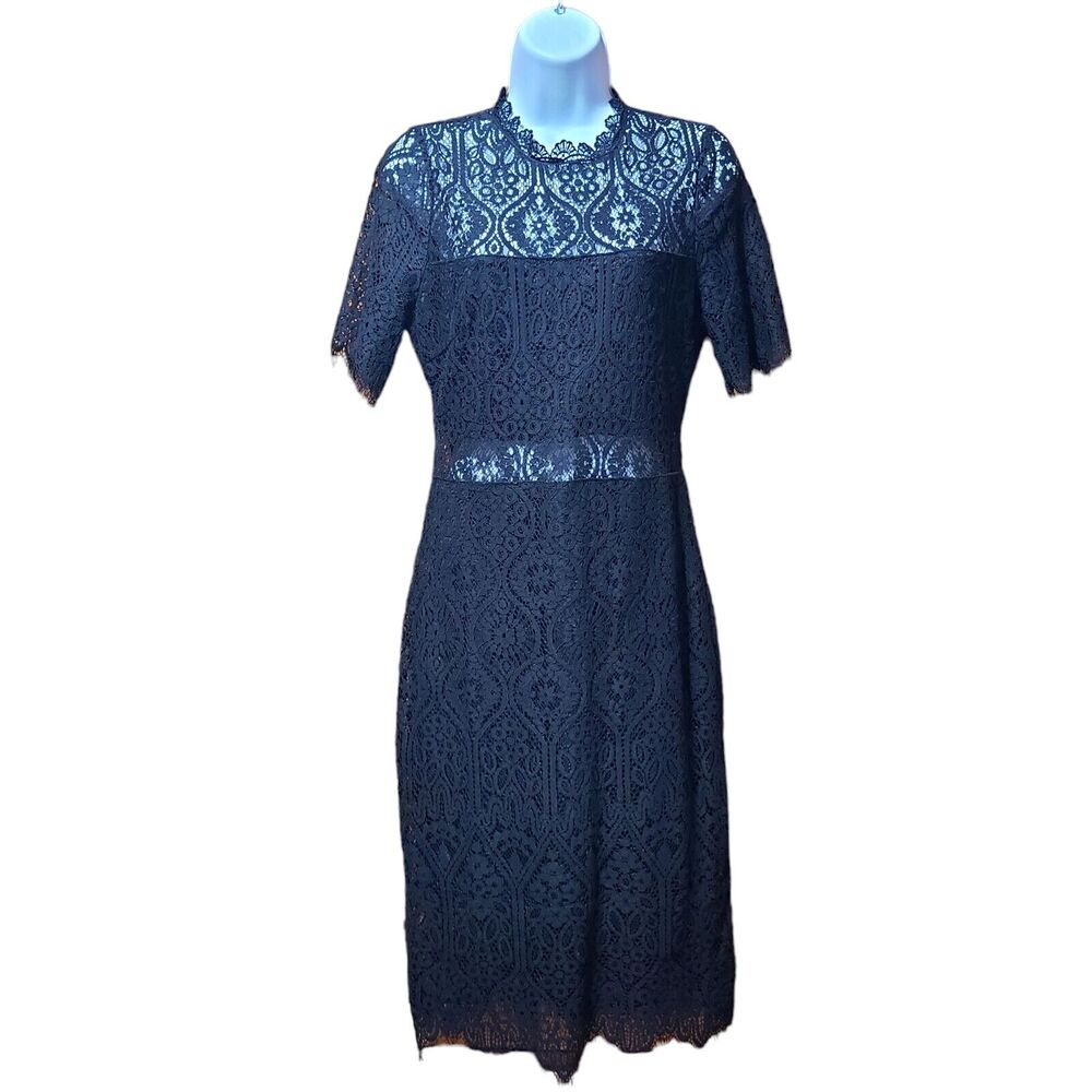 Whimsigoth Women's Sz Small Black Lace Lulus Overlay Cut Out Midi Dress Costume